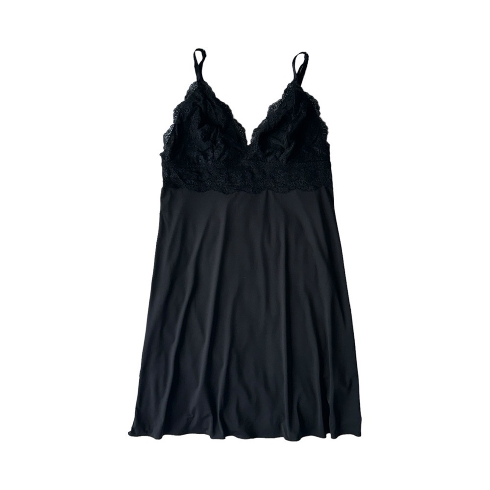 LA VIE EN ROSE BLACK LACE OVERLAY NIGHTIE SLIP-ON LINGERIE SIZE S